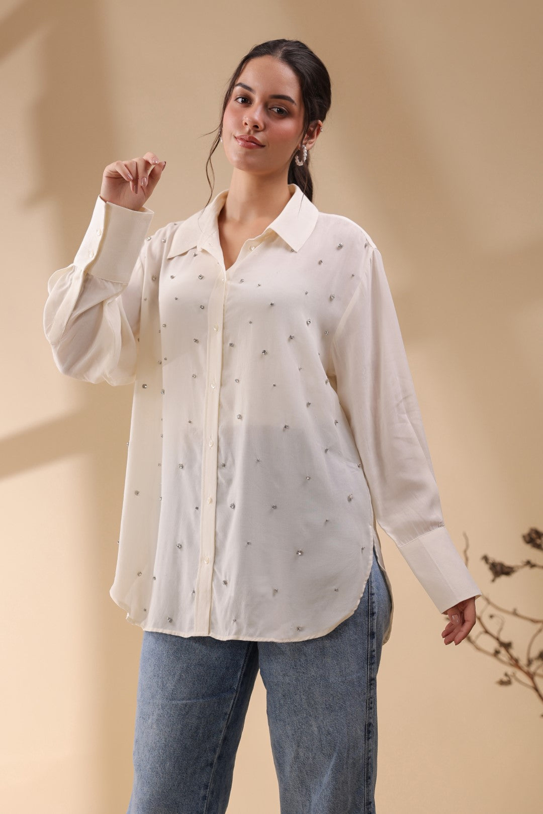White viscose shirt womens discount