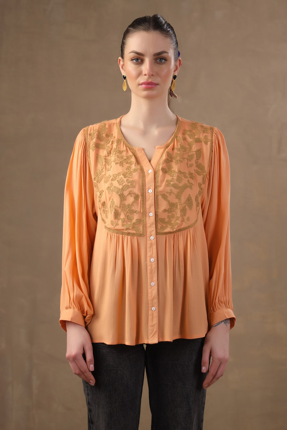 orange peplum top