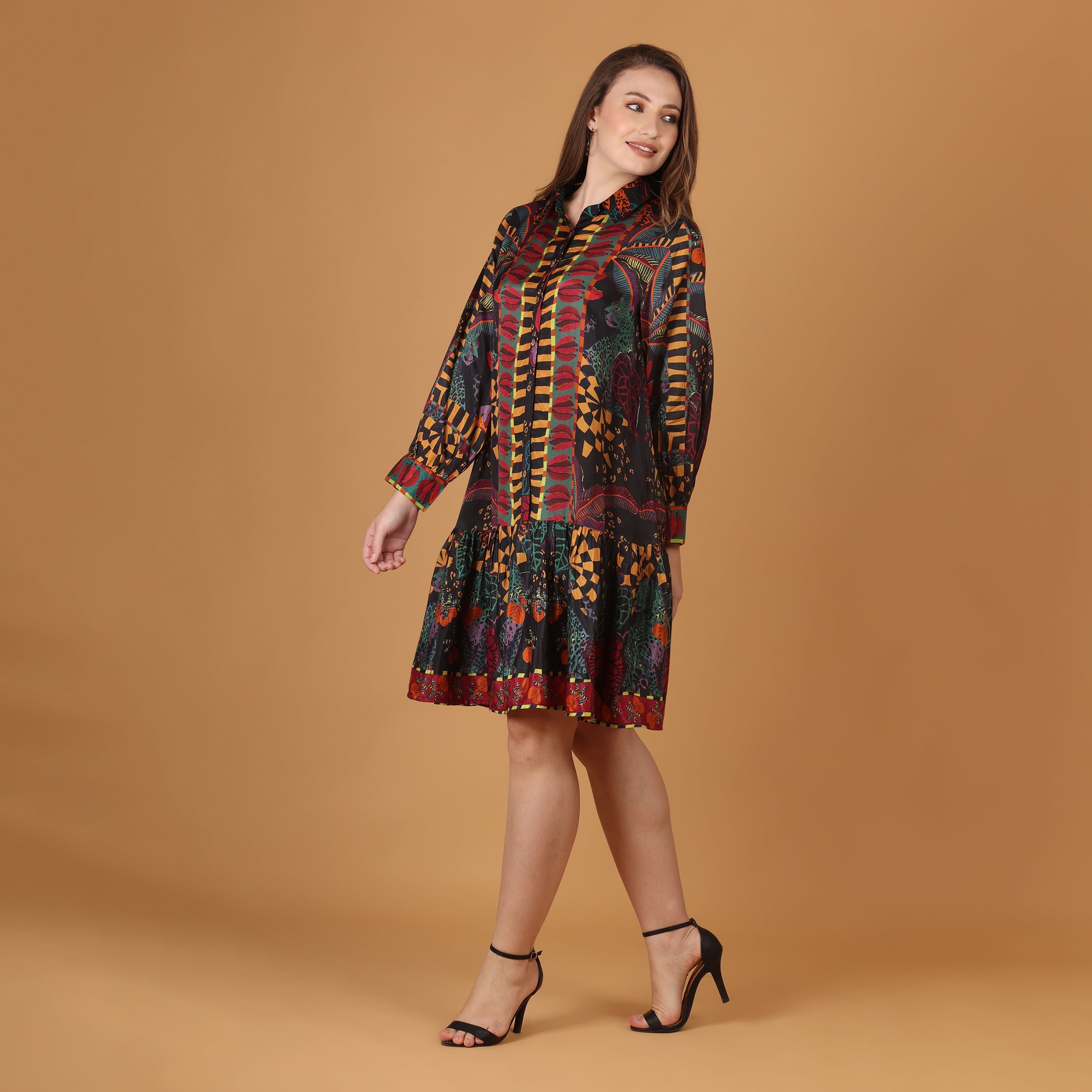 Women Viscose Printed Mini Dress