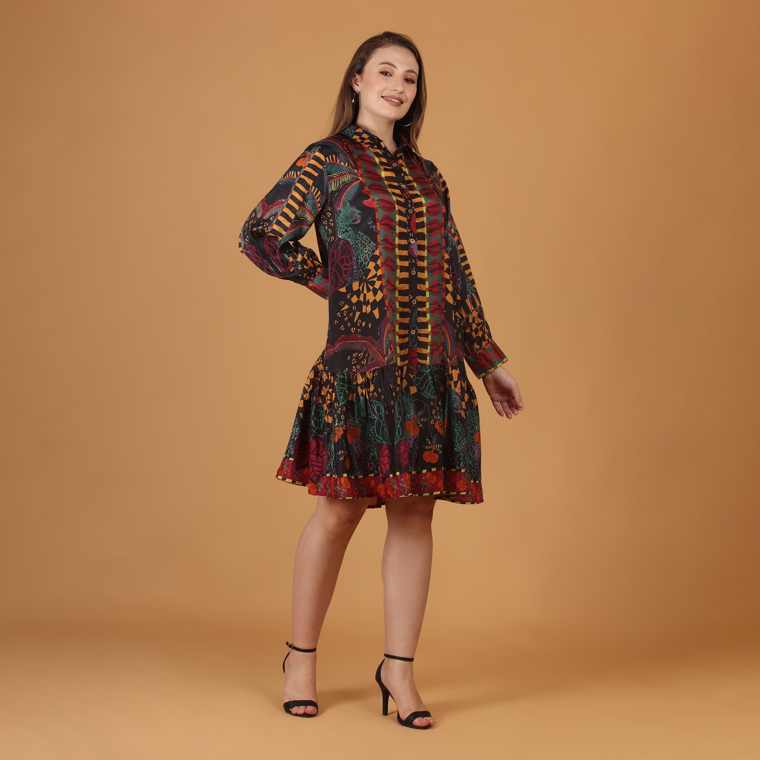 Women Viscose Printed Mini Dress