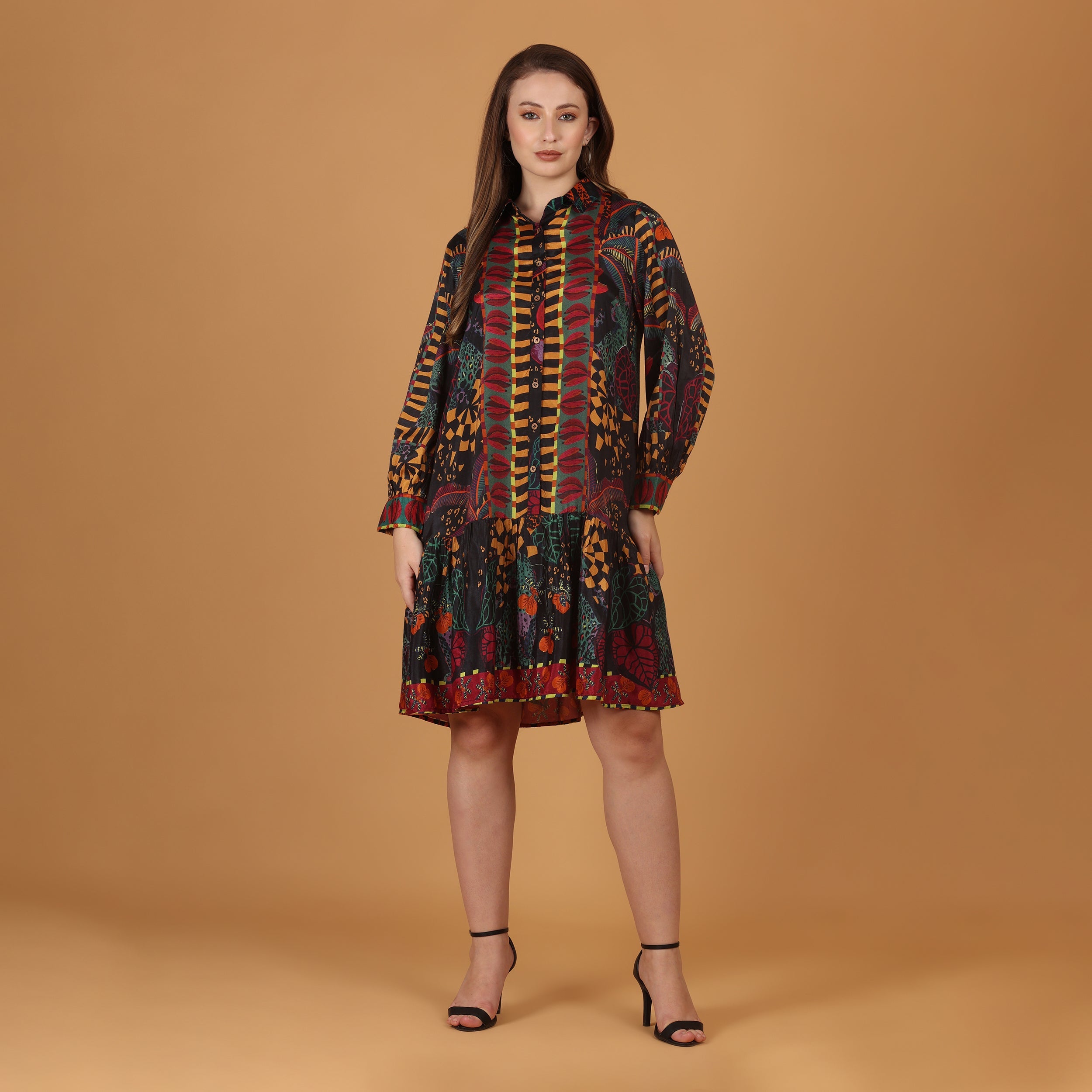 Women Viscose Printed Mini Dress