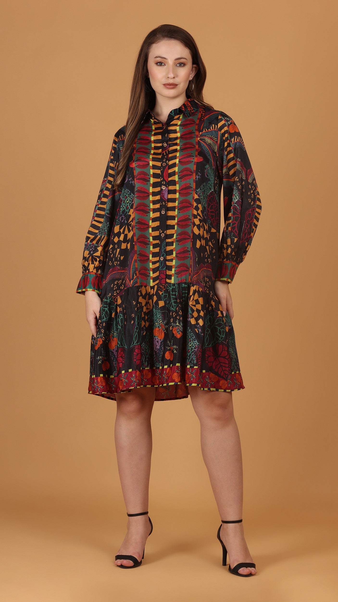 Women Viscose Printed Mini Dress