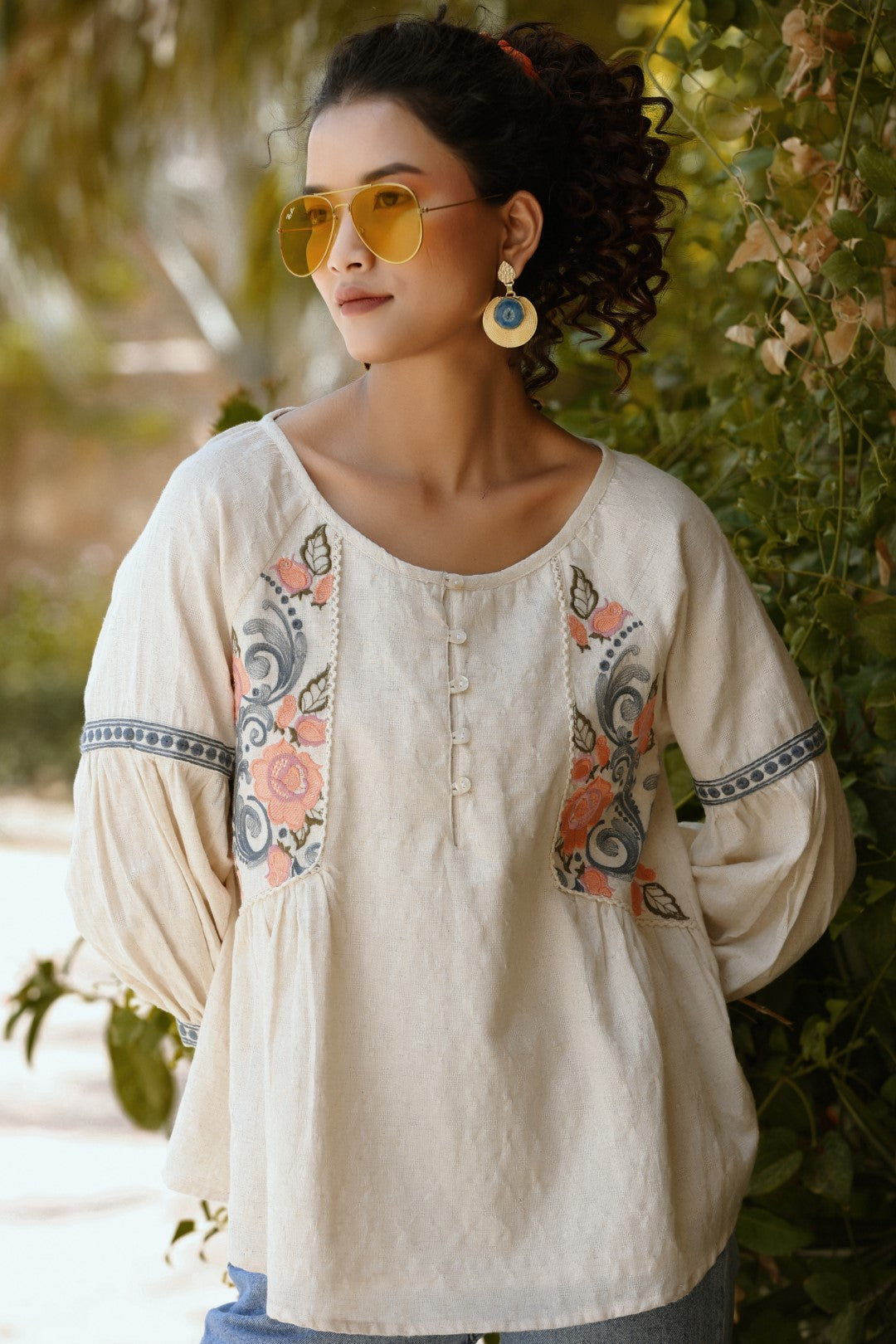 Women Cotton Embroidered Top