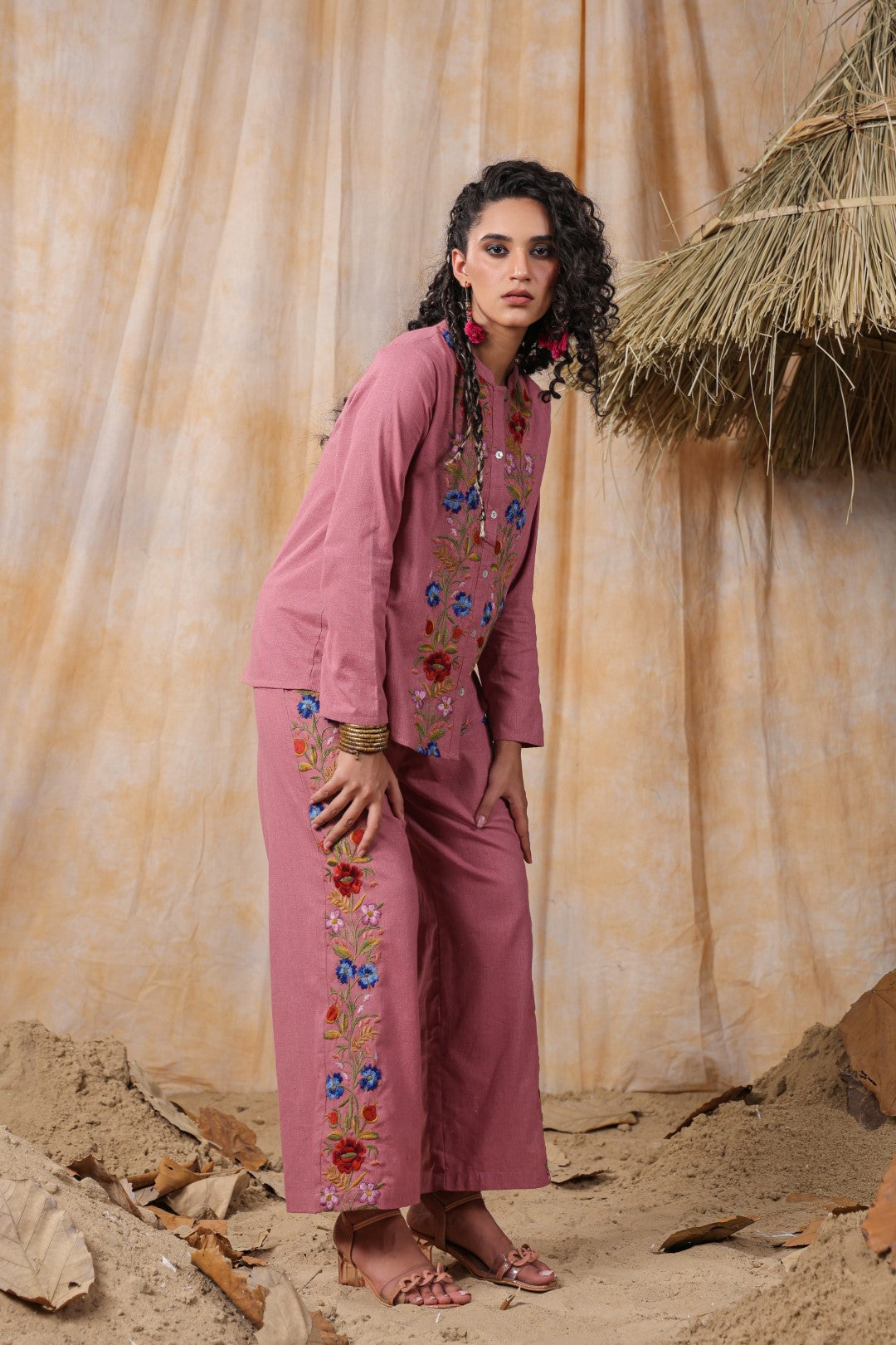 Women Cotton Embroidered Co-Ord Set