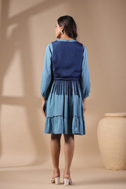 Women Floral Crop Open Front Jacket with Embroidered