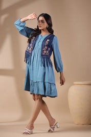 Women Floral Crop Open Front Jacket with Embroidered