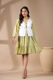 Women Floral Crop Open Front Jacket with Embroidered