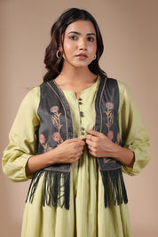 Women Floral Crop Open Front Jacket with Embroidered