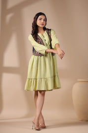 Women Floral Crop Open Front Jacket with Embroidered