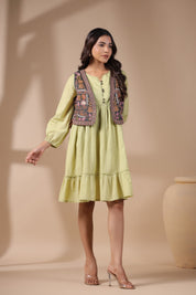 Women Floral Crop Open Front Jacket with Embroidered