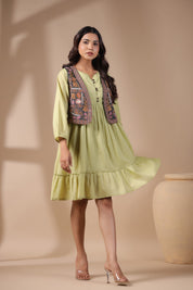 Women Floral Crop Open Front Jacket with Embroidered