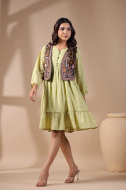 Women Floral Crop Open Front Jacket with Embroidered