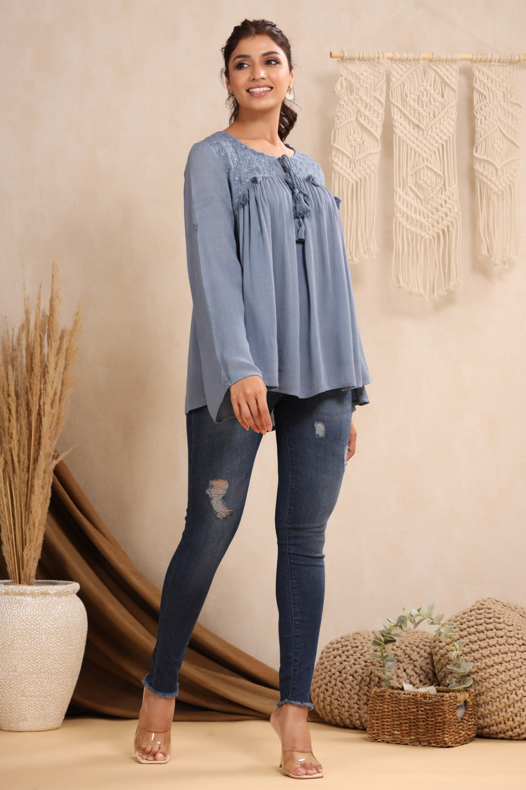 Women Rayon Embroidered Top