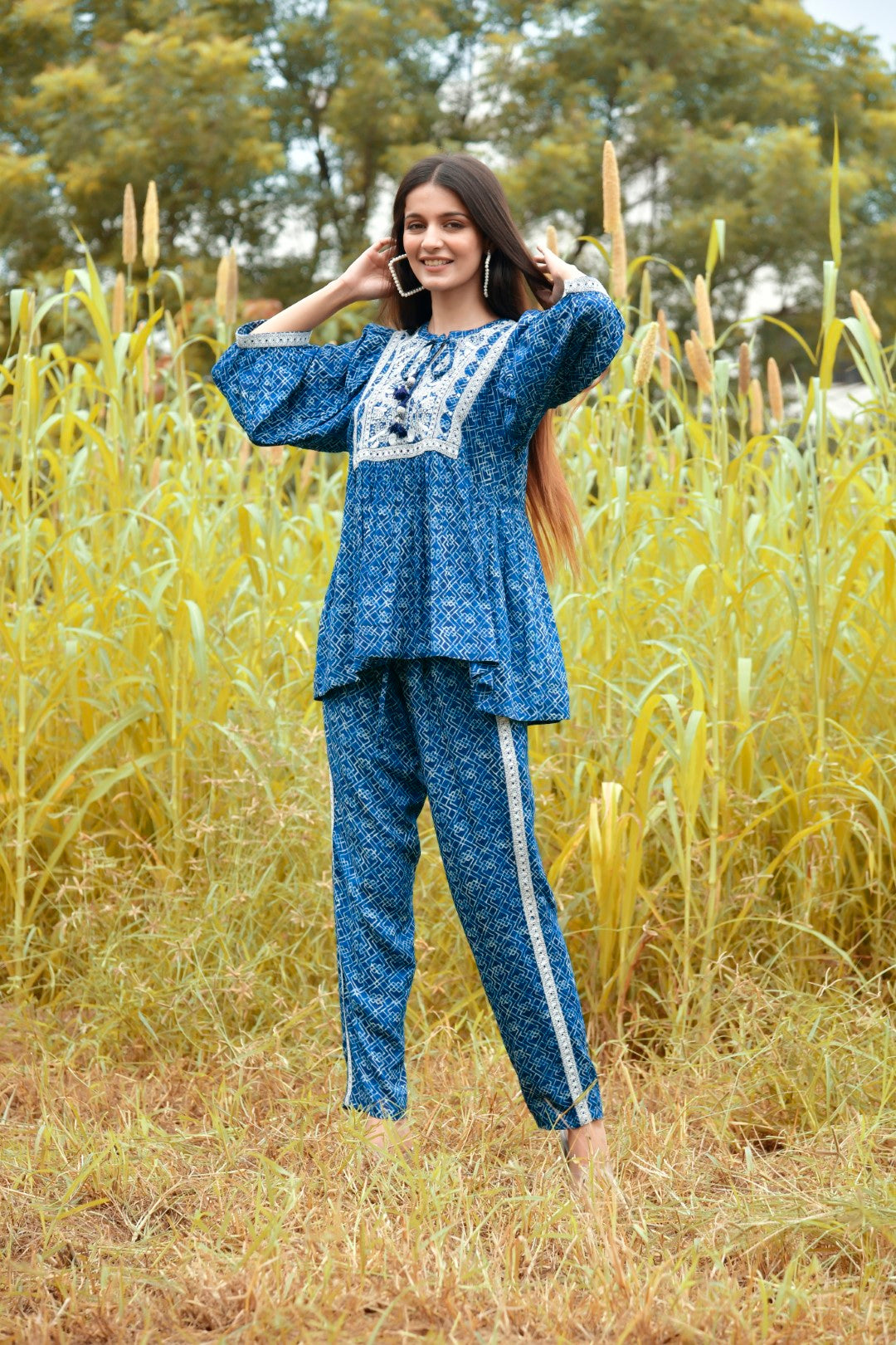 Women Rayon Printed & Embroidered Co-Ord Set