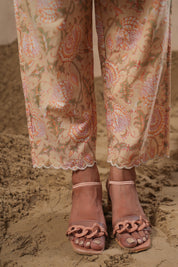 Women Mustard Viscose Cotton Printed & Embroidery Co-Ord Set