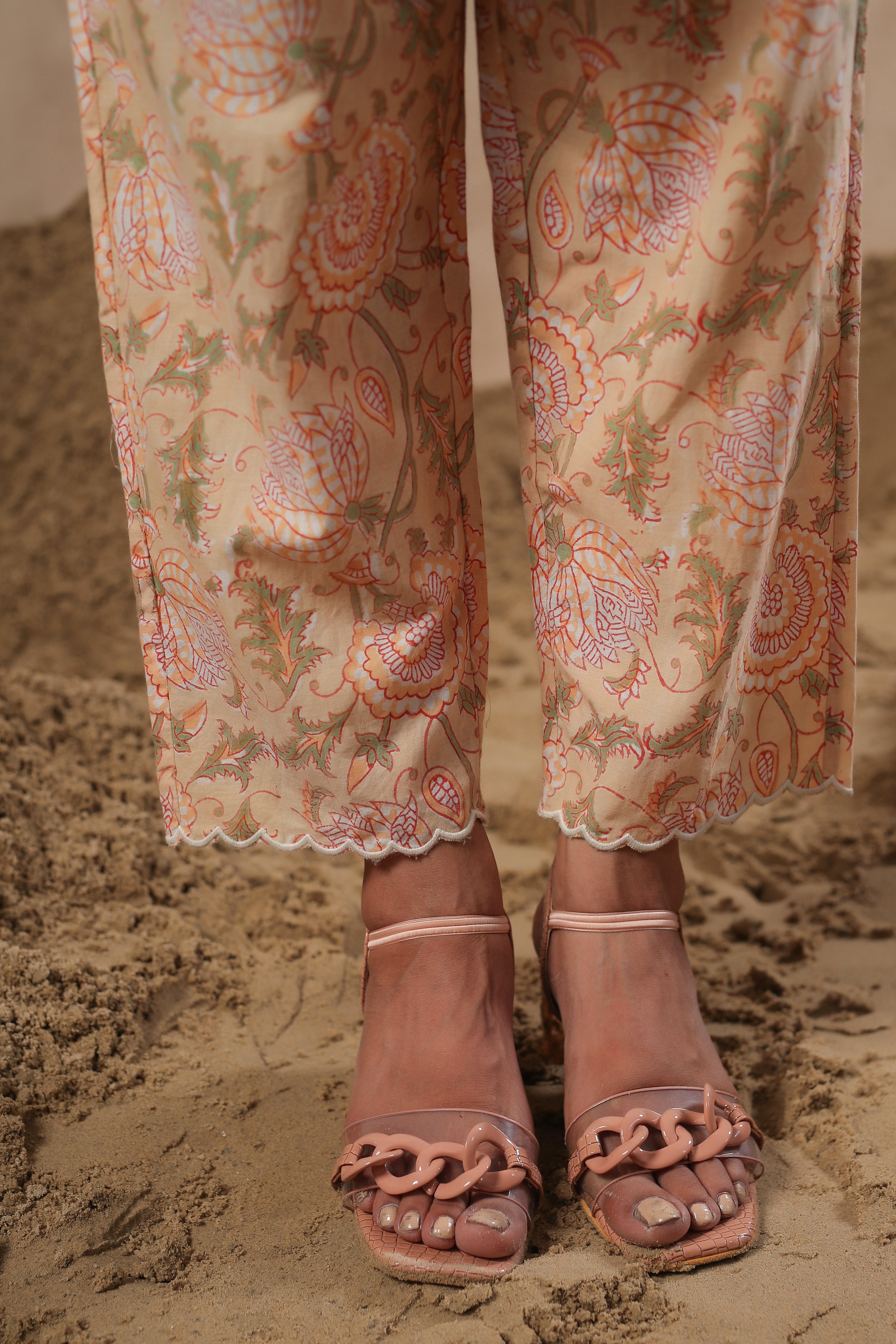 Women Mustard Viscose Cotton Printed & Embroidery Co-Ord Set