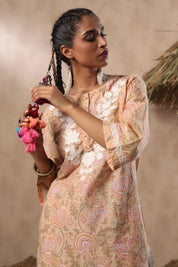 Women Mustard Viscose Cotton Printed & Embroidery Co-Ord Set