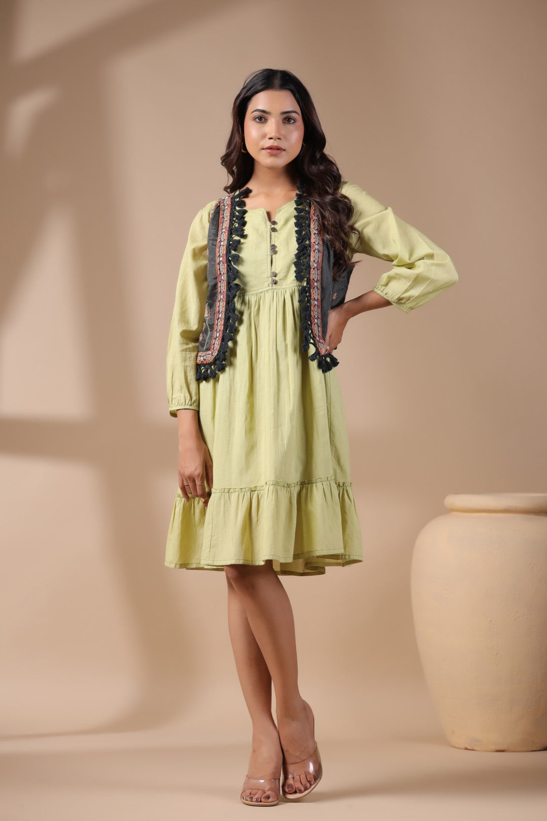 Women Floral Crop Open Front Jacket with Embroidered