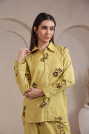 Women's Green Machine Embroidered & Hand Work Rayon Co-Ord Set