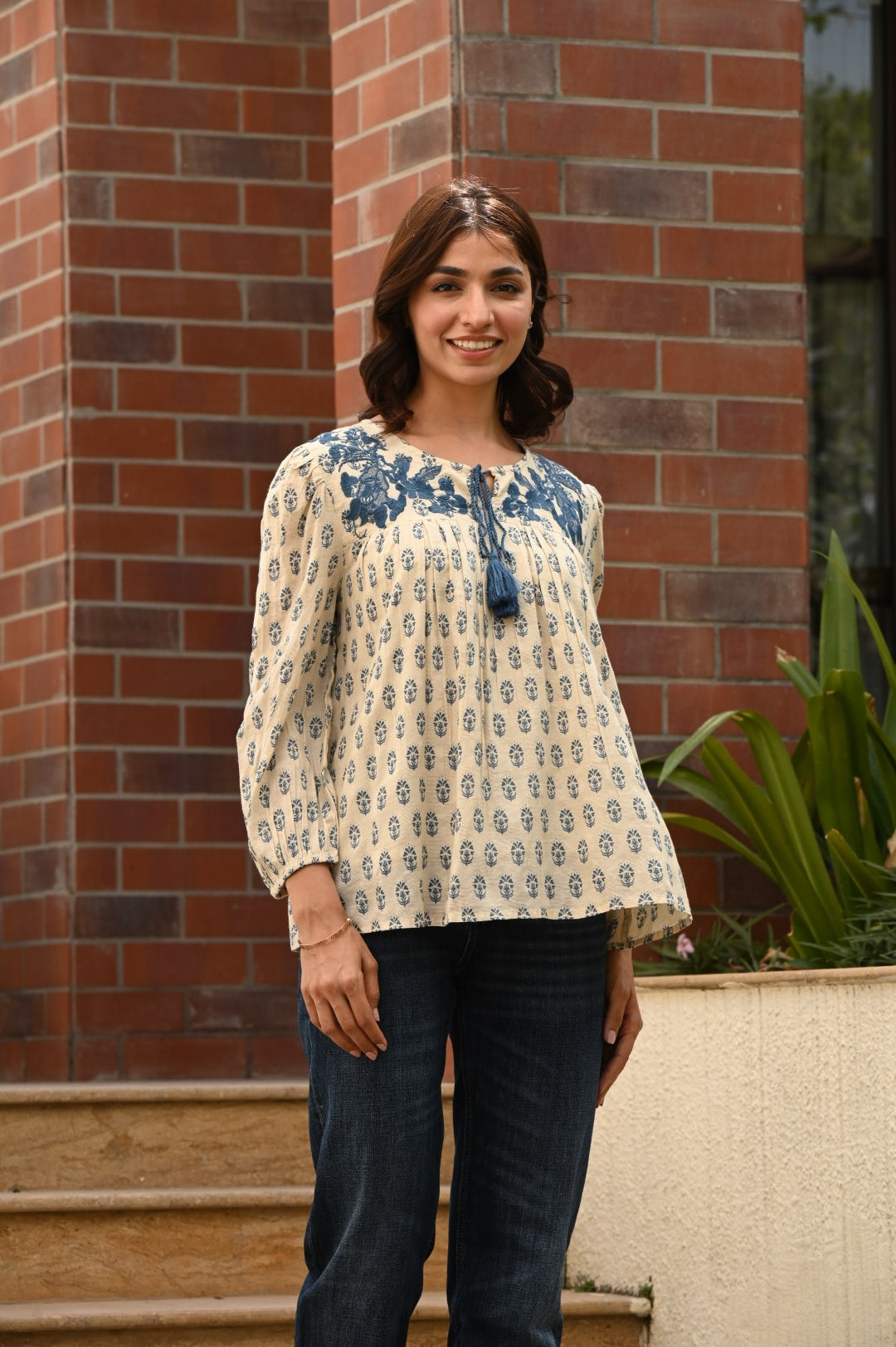 Women Viscose Printed Embroidery Top