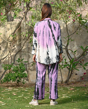 Women Pink Viscose Tie-Dye Co-Ord Set