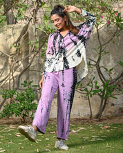 Women Pink Viscose Tie-Dye Co-Ord Set