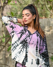 Women Pink Viscose Tie-Dye Co-Ord Set