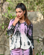 Women Pink Viscose Tie-Dye Co-Ord Set