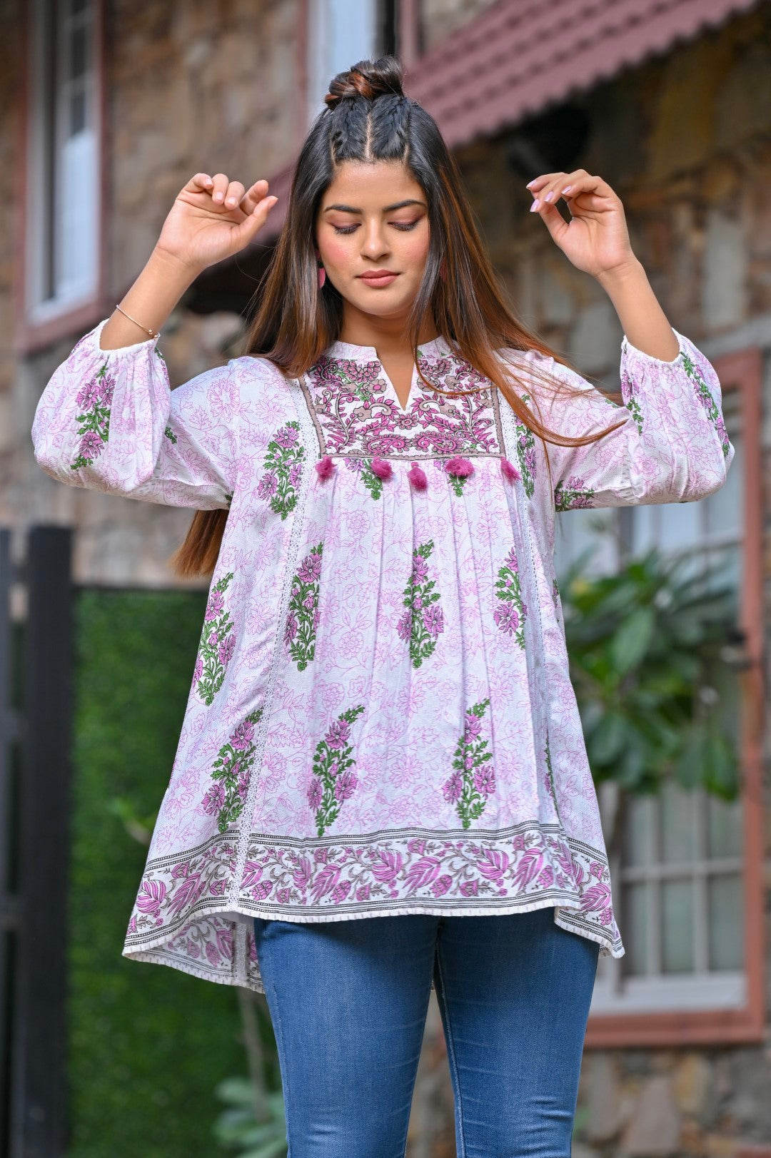 Women Cotton Printed & Embroidery Top