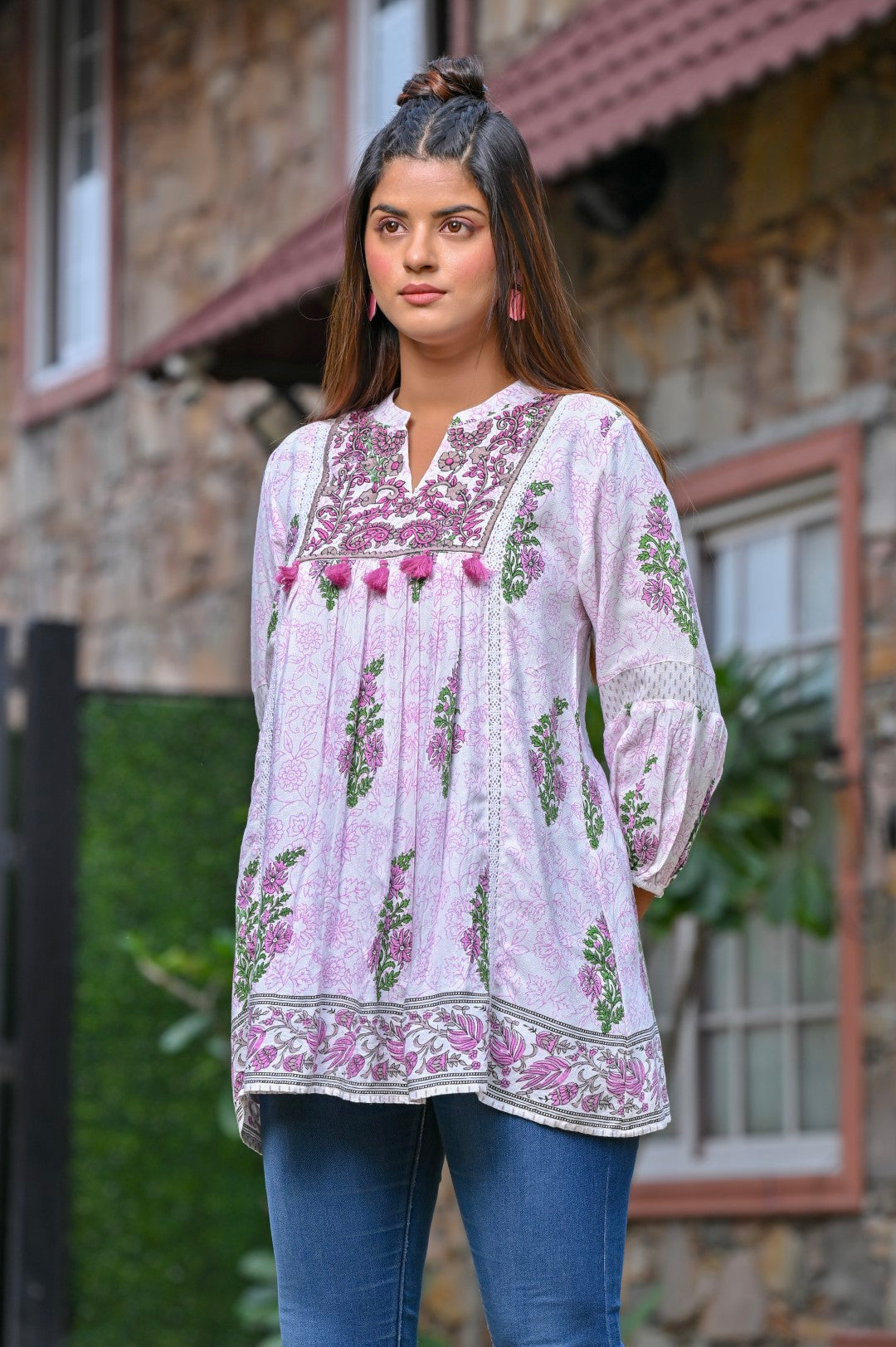 Women Cotton Printed & Embroidery Top