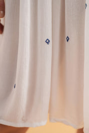 Nyaro Signature White Embroidered Rayon Crepe Short Dress