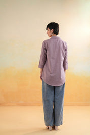 Women’s Cotton Linen Purple Color Embroidered Top
