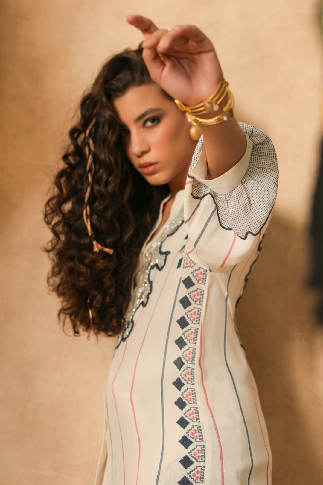 Women White Rayon Digital Print Embroidery Hand Work Co-Ord Set