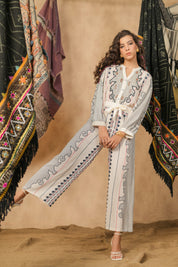 Women White Rayon Digital Print Embroidery Hand Work Co-Ord Set