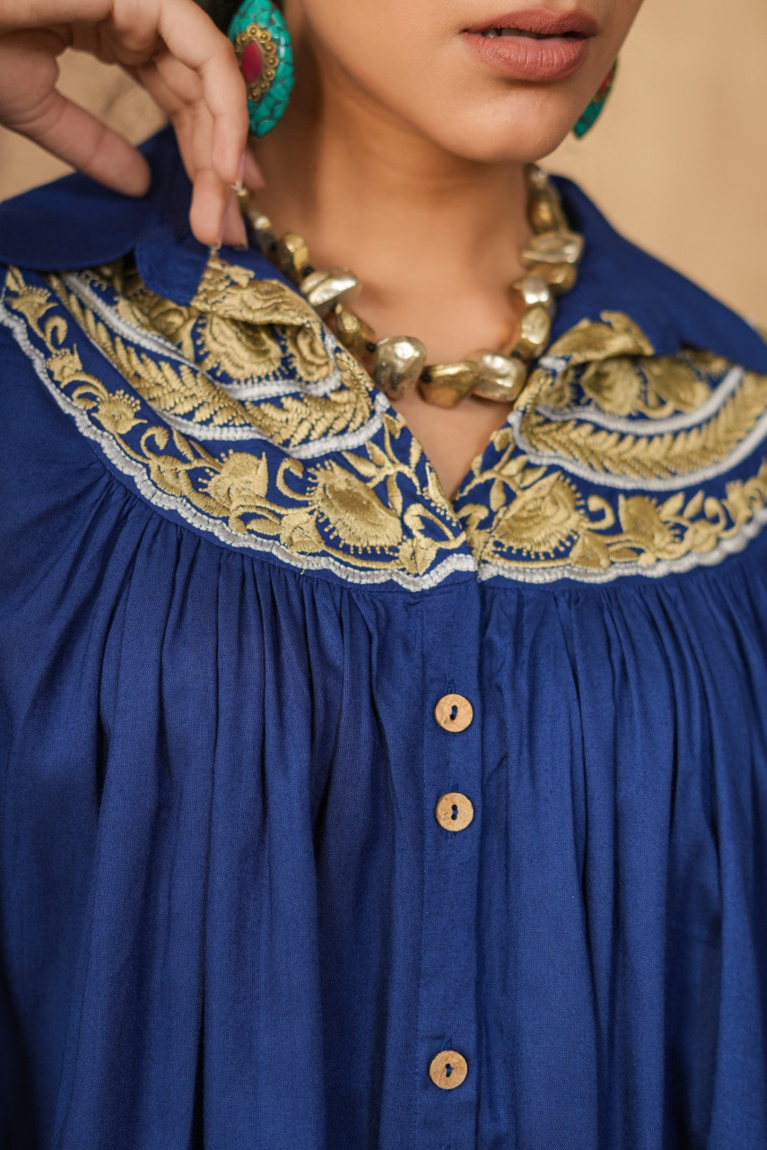 Women Viscose Rayon Embroidered Mini Dress