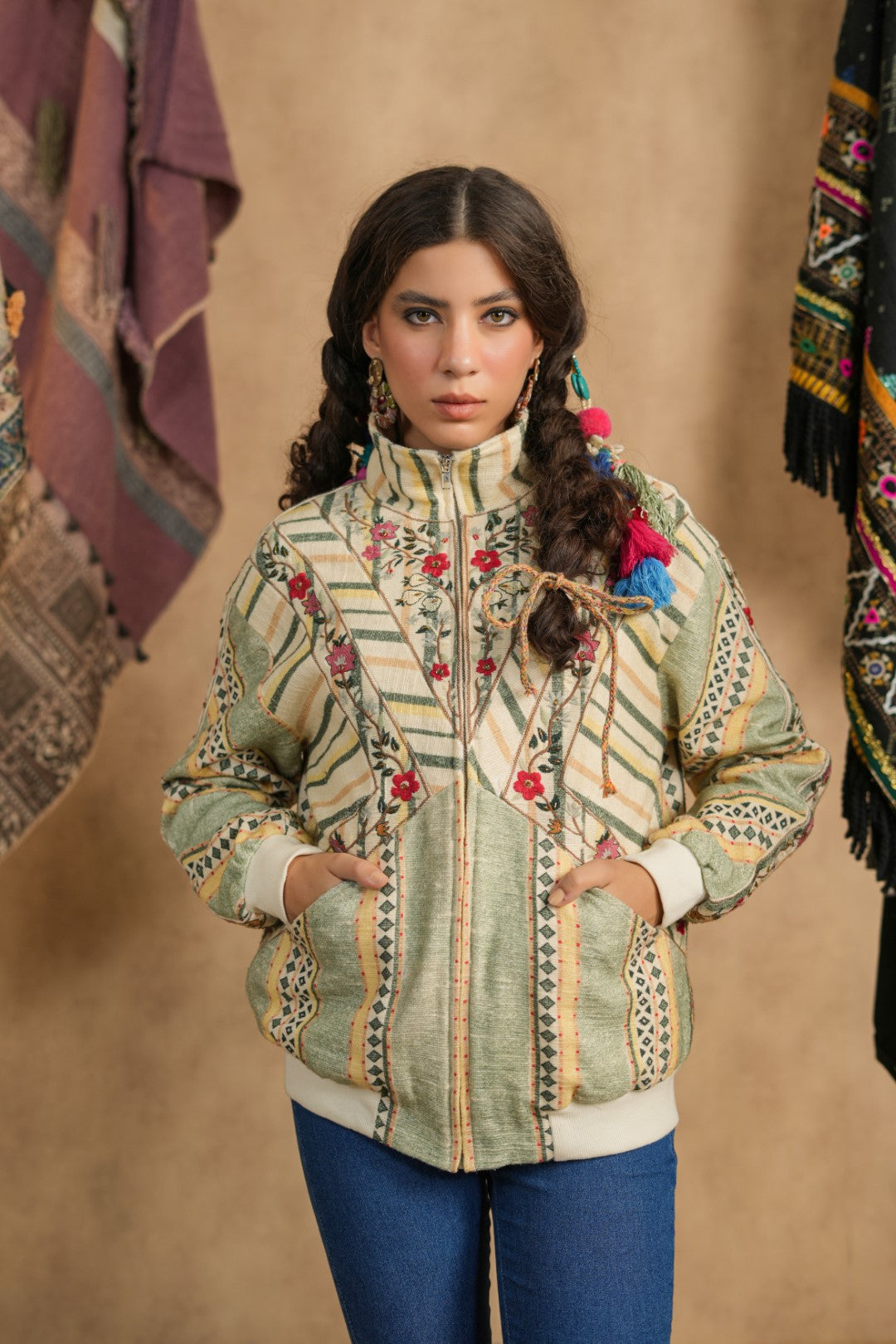 Women Women's Cotton Yarn-Dye Stripe Jacket