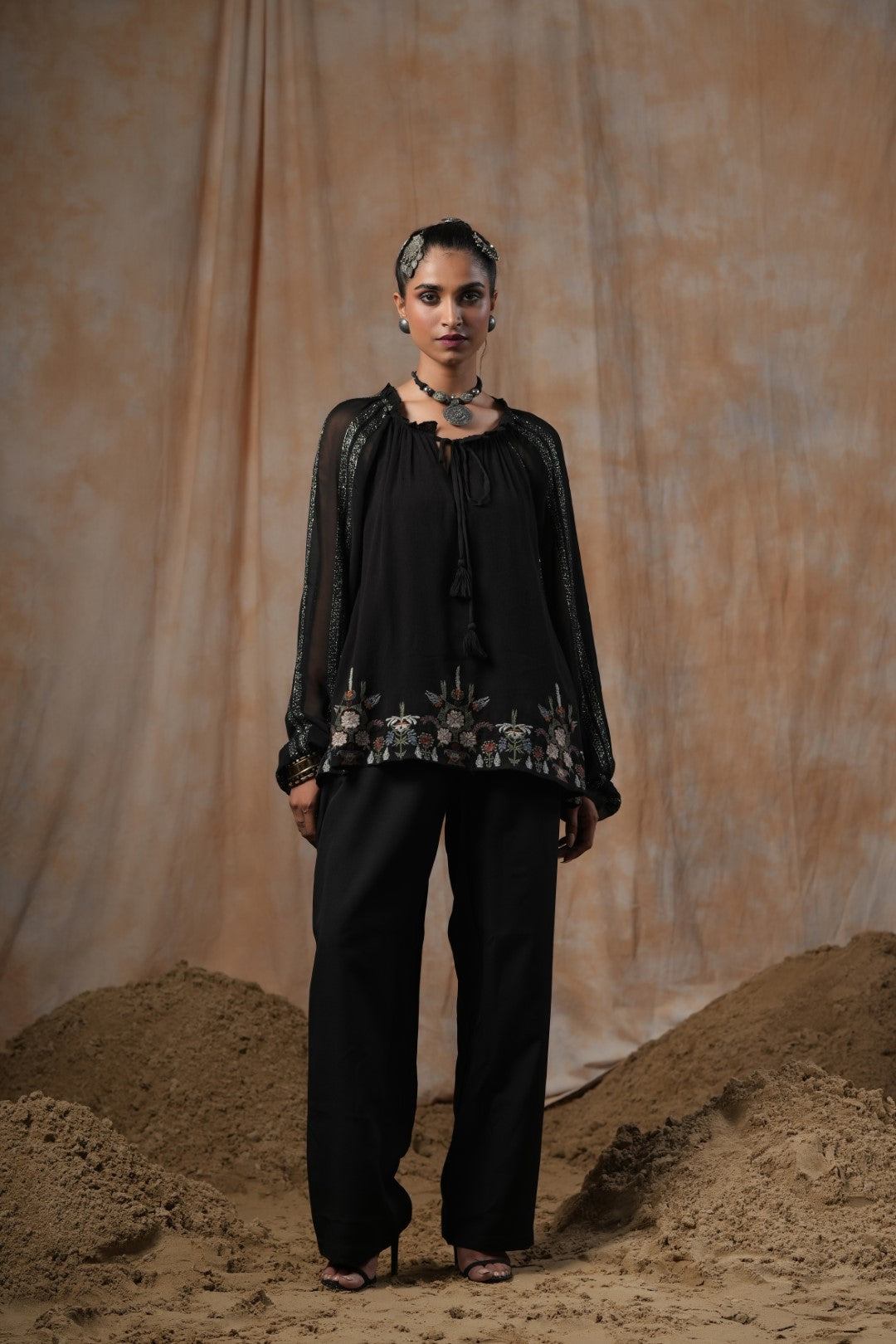 Women Viscose Georgette Embroidered Top