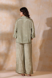 Women Green Printed  Viscose Santoon Fabric Co-Ord Set with Hand Work