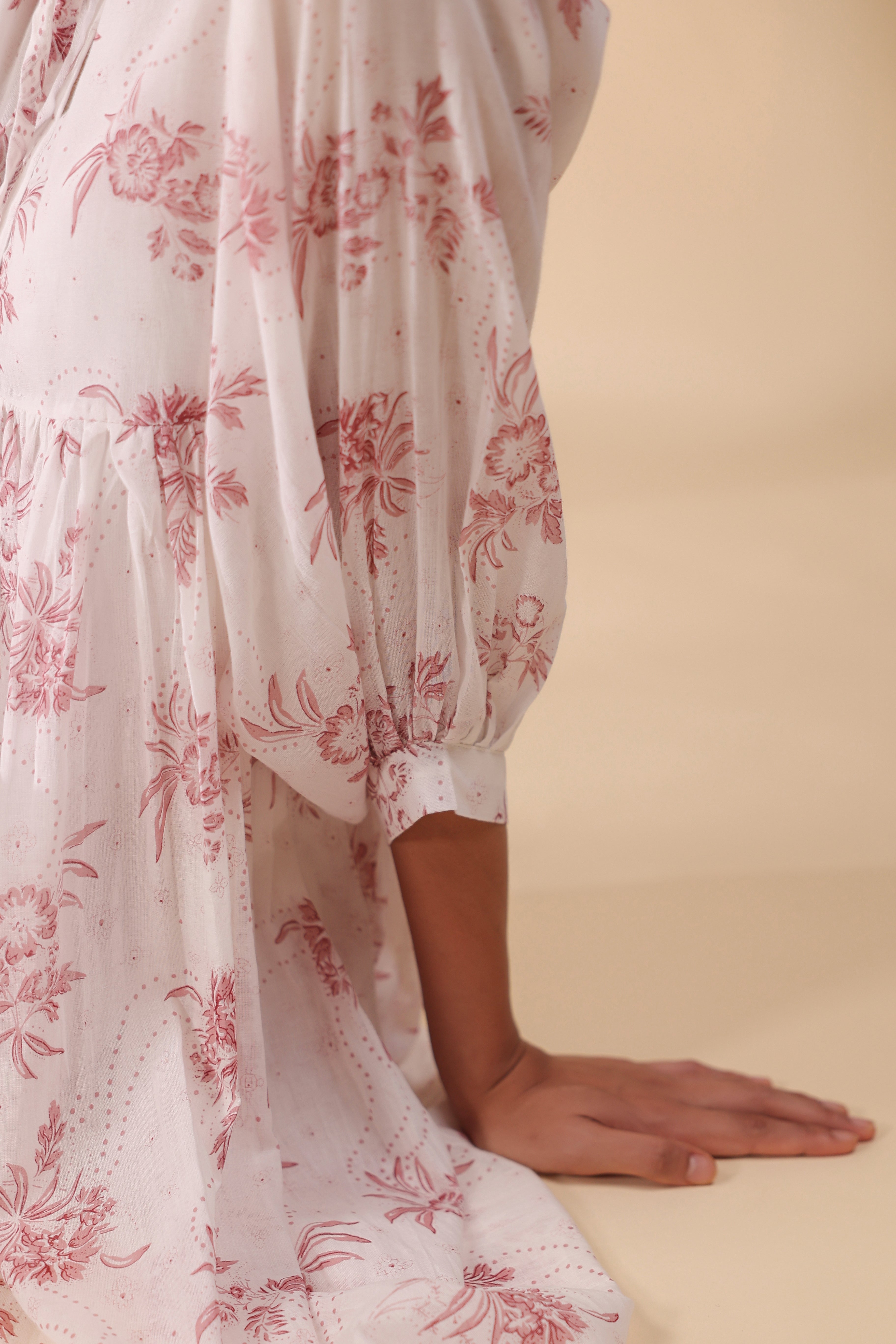 Women Pink Cotton Voile 80X72 Printed Dress