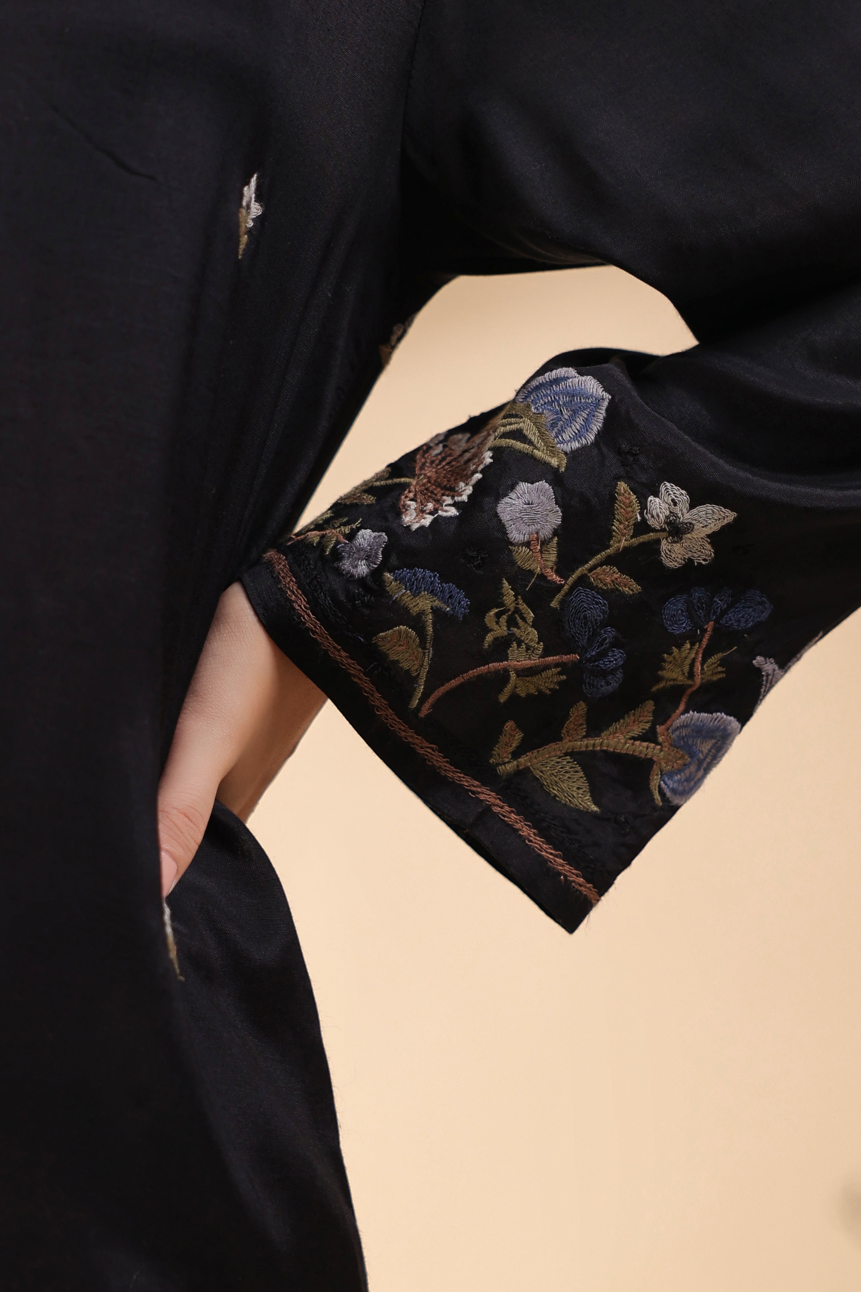 Women Black  Polyester Fabric Embroidery Shirt