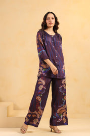 Nyaro Signature Wine Printed Co-ord Set in Viscose Santoon