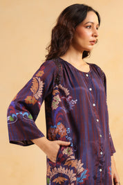 Nyaro Signature Wine Printed Co-ord Set in Viscose Santoon