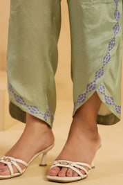 Nyaro Signature Sage Green Printed Co-ord Set in Viscose Santoon