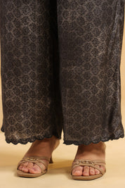 Nyaro Signature Charcoal Black Printed Co-ord Set in Viscose Santoon