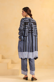 Nyaro Signature Abstract Print Blue Co-ord Set