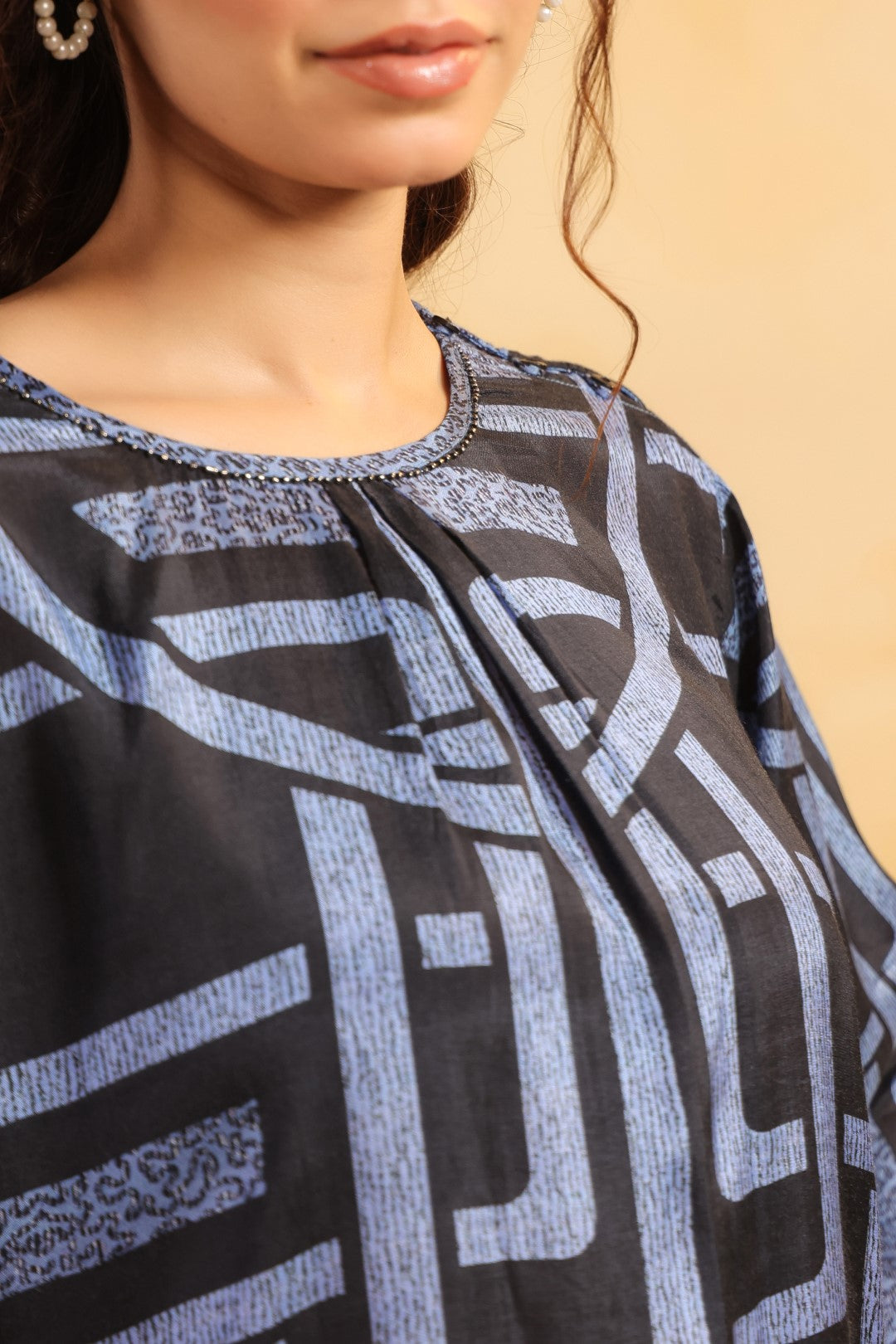 Nyaro Signature Abstract Print Blue Co-ord Set