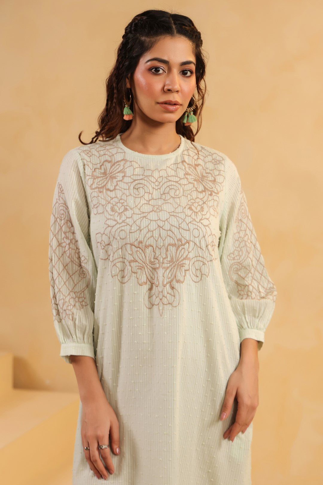 Nyaro Signature Mint Cotton Dobby Dress