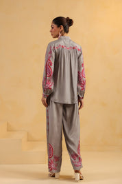 Nyaro Signature Paisley Print Grey Co-ord Set