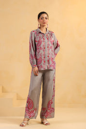 Nyaro Signature Paisley Print Grey Co-ord Set