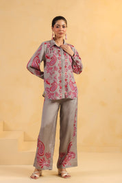 Nyaro Signature Paisley Print Grey Co-ord Set